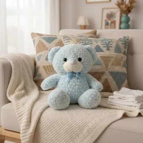 Doudou frisé ultra-doux moyen pour bébé, peluche apaisante, cadeau naissance original