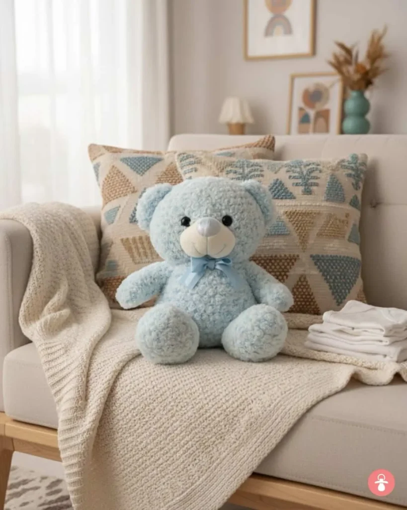 Doudou frisé ultra-doux moyen pour bébé, peluche apaisante, cadeau naissance original