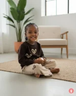 Ensemble fille 2 pièces : pull doux et pantalon bas large, tenue confortable enfant