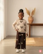 Ensemble fille 2 pièces : pull doux et pantalon bas large, tenue confortable enfant