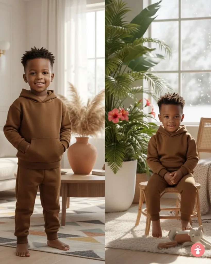 Ensemble garçon pull & jogging coton uni. Confortable et stylé pour enfant.