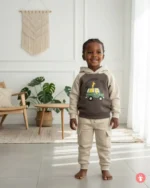 Ensemble garçon pull & jogging molletonné motifs coton doux, tenue enfant confortable