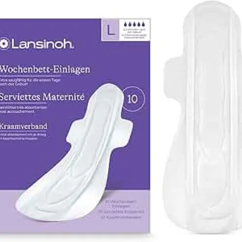 Serviette maternité Lansinoh absorbante pour confort post-partum, idéale après accouchement.
