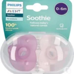 Tétine double Philips Avent 0-6 mois, débit lent, silicone souple pour biberon.