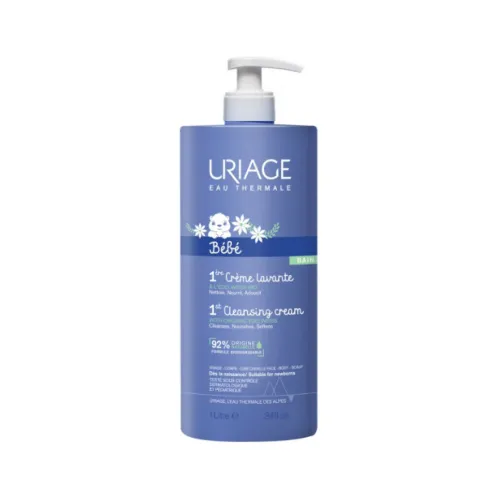 Crème lavante Uriage pour peaux sensibles, nettoyage doux et hydratant.