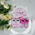 Bonnet chaussette baby favour blanc bébé, ensemble doux coton bio pour nouveau-né