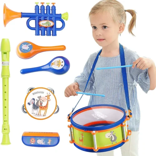 Jouet musical instruments pour bébé : piano, xylophone, tambour, hochet pour éveil musical