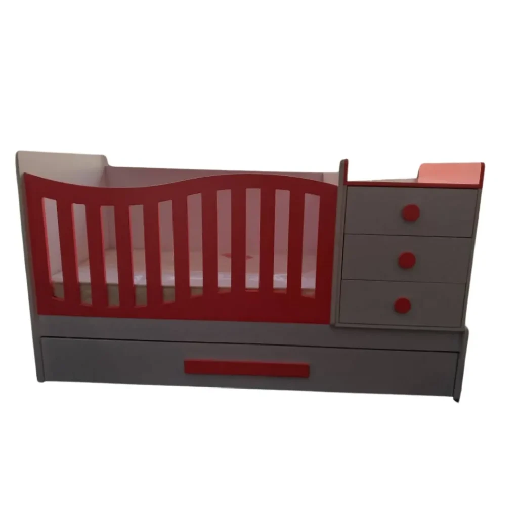 Berceau évolutif rose en bois, lit bébé évolutif, cocon enfant, design moderne