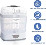 Stérilisateur Chicco 2 en 1 pour biberons et accessoires, vapeur rapide et efficace