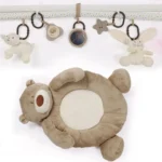 Tapis d'éveil bébé multicolore avec arche de jeux et jouets suspendus pour développement sensoriel