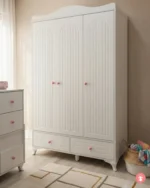 Armoire 3 battants 2 tiroirs blanche, rangement chambre enfant, meuble bébé Ocasebebe