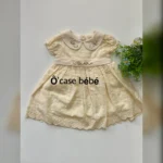 Robe Gamzelim bleu marine, coupe évasée, manches courtes, idéale pour femme chic.