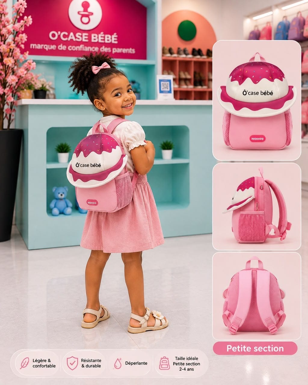 Sac à dos rose pour fille — crèche et maternelle