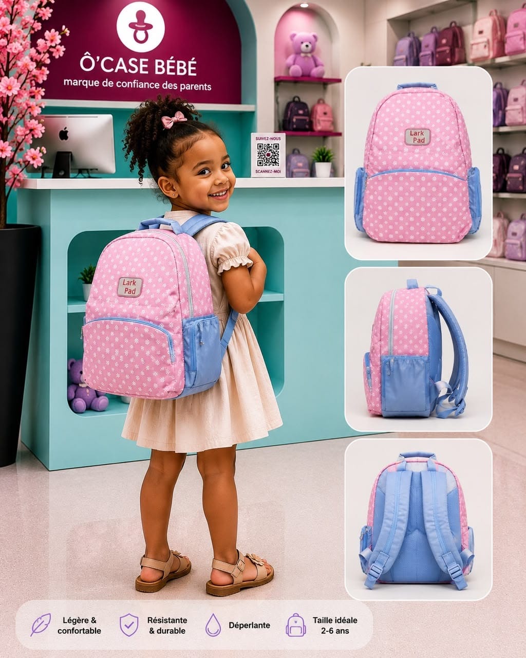 Sac à dos lark pad rose bleu