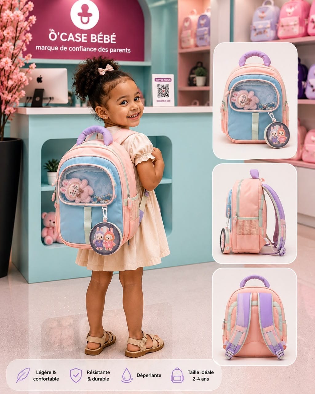 Petit sac à dos rose enfant — crèche et maternelle