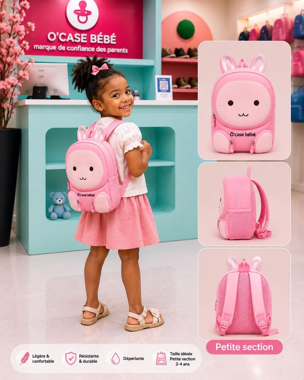 Sac à dos licorne rose — maternelle et primaire