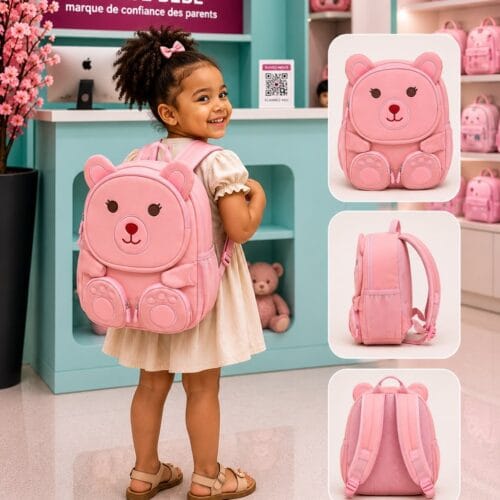 Sac à dos ourson rose enfant — maternelle