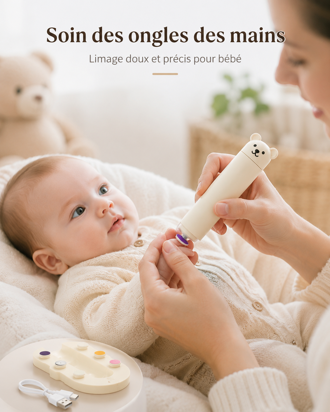 Lime à ongles électrique pour bébé – Douce, pratique et sécurisée
