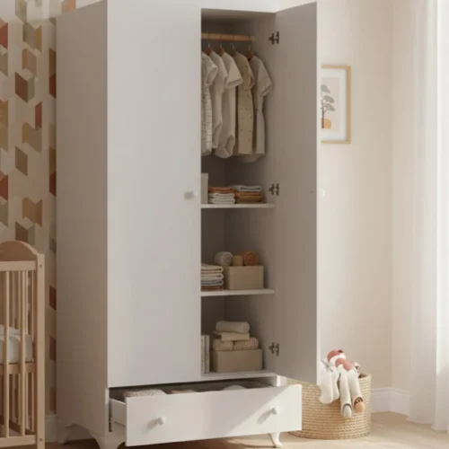 Armoire bébé 2 portes avec tiroir - Rangement chambre