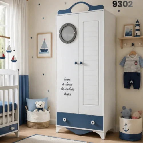 Armoire enfant 2 battants bleu - Rangement spacieux pour chambre
