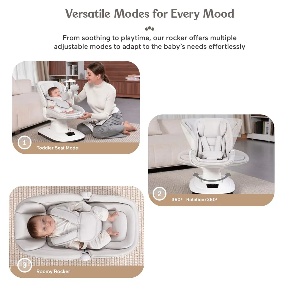 Balancelle bébé rotation 360° multi-mouvement - Confort premium