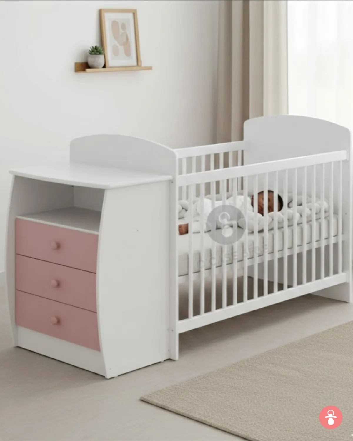 Berceau évolutif en bois avec commode intégrée - lit bébé