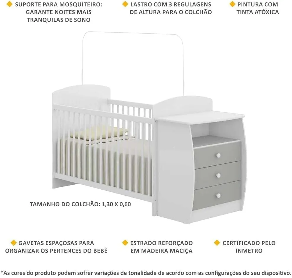 Berceau évolutif en bois avec commode intégrée - lit bébé