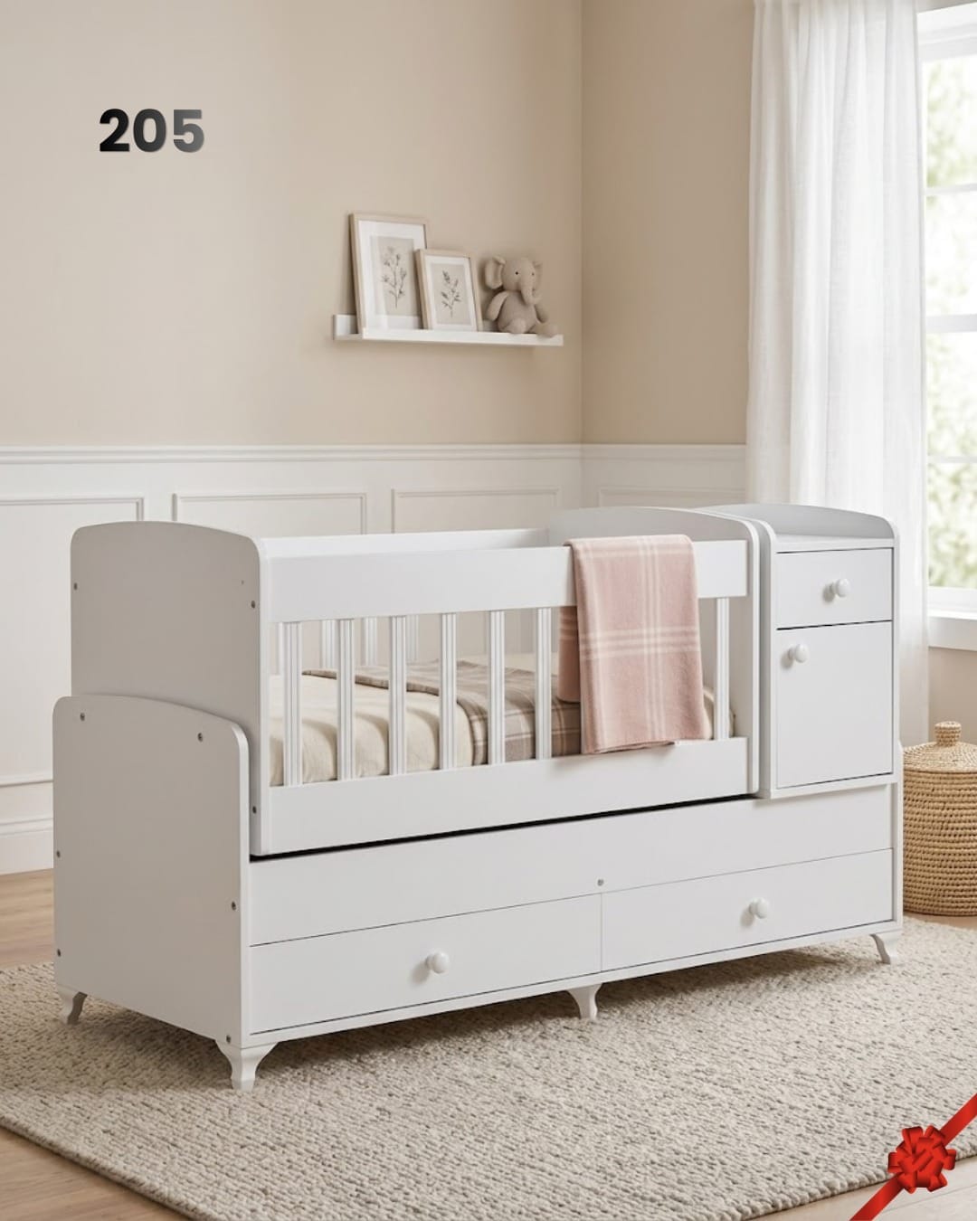 Berceau évolutif en bois naturel ajustable - lit bébé durable