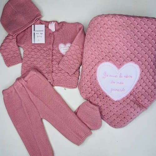 Coffret naissance laine motif fruit - Ensemble complet