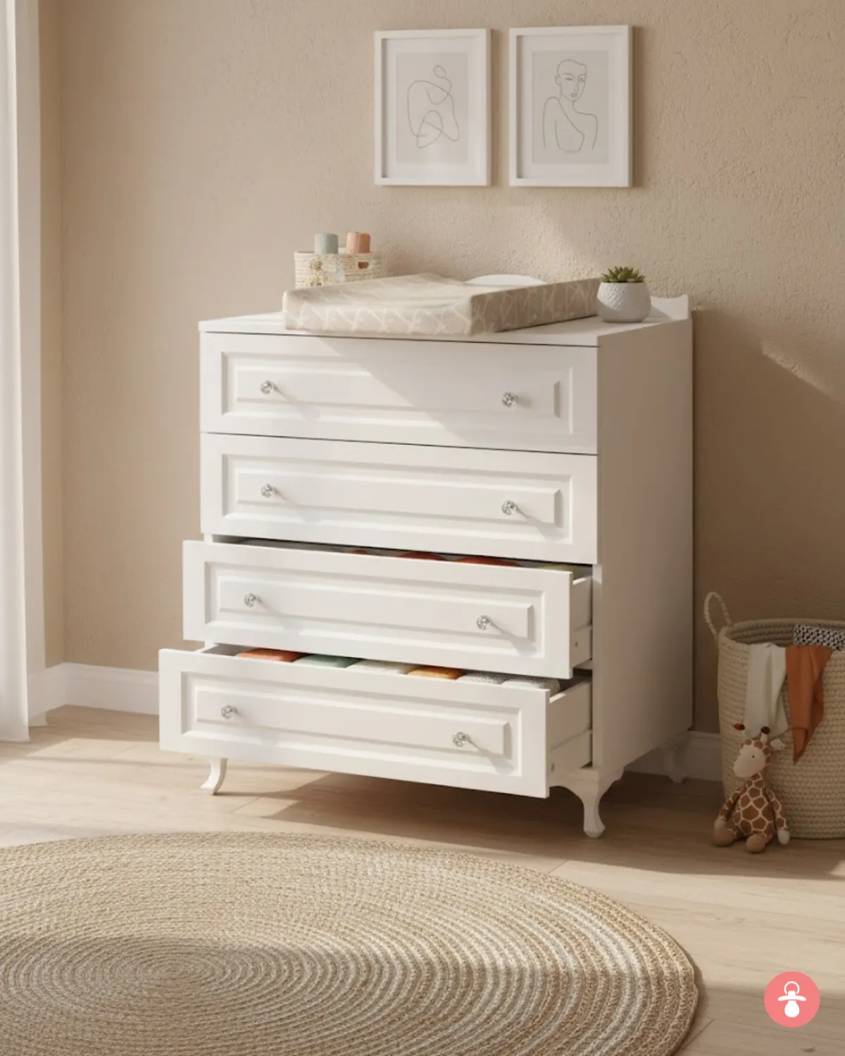 Commode 4 tiroirs bébé design moderne - rangement chambre
