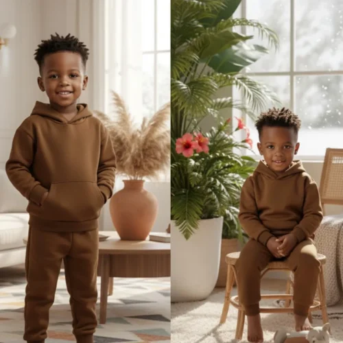 Ensemble garçon pull et pantalon jogging coton - Style minimaliste