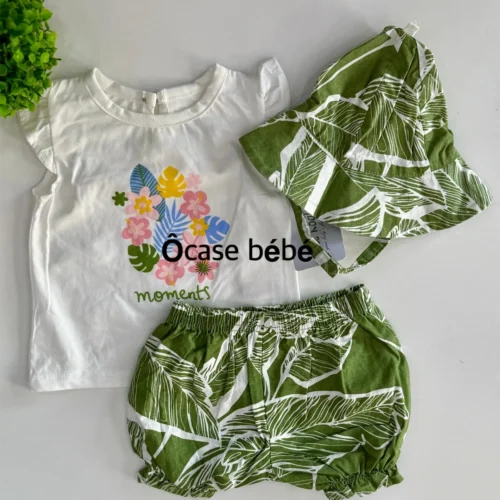 Ensemble trois pièces fille coton - Tenue complète