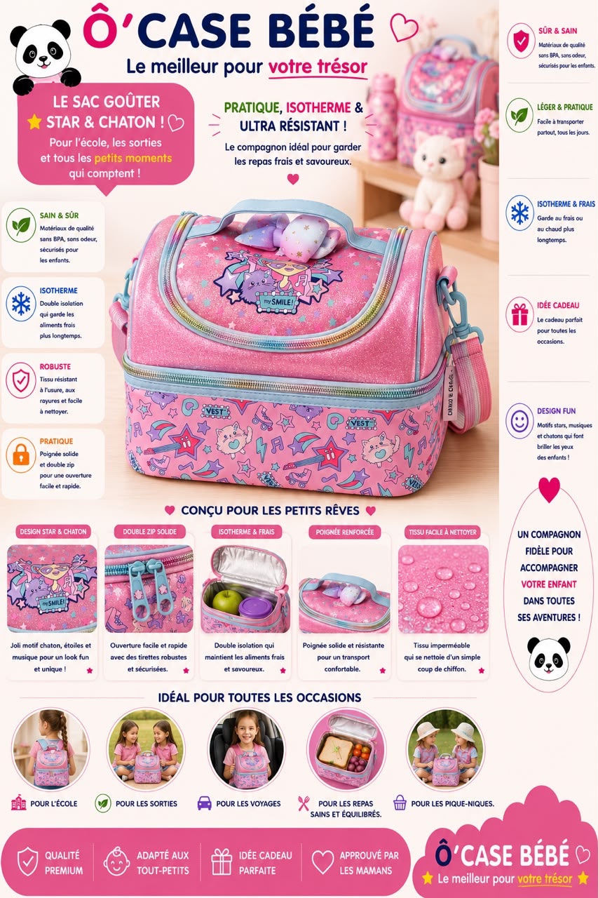 Sac goûter star et chaton