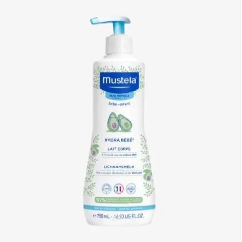 Lait corps hydra bébé Mustela 500ml hydratation à l'avocat