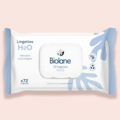 Lingettes Biolane à l'eau pure nettoyage doux bébé 72 unités