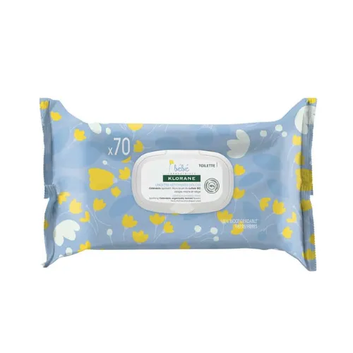 Lingettes Klorane Bébé au Calendula Apaisant - Nettoyage Douceur (70 unités)