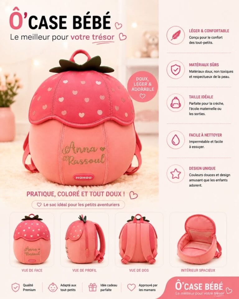 Sac enfant rose personnalisé avec le prénom Anna Rassoul