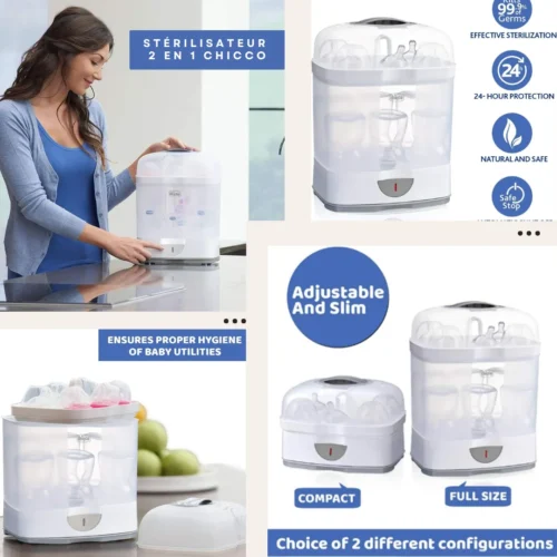 Stérilisateur biberon vapeur 2 en 1 - Hygiène optimale