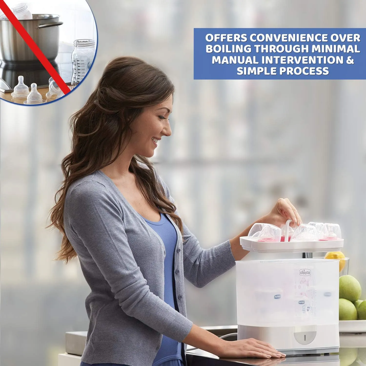 Stérilisateur biberon vapeur 2 en 1 - Hygiène optimale