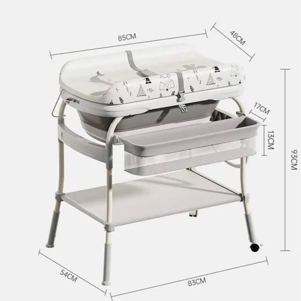 Table à langer trois en un multifonction avec baignoire intégrée